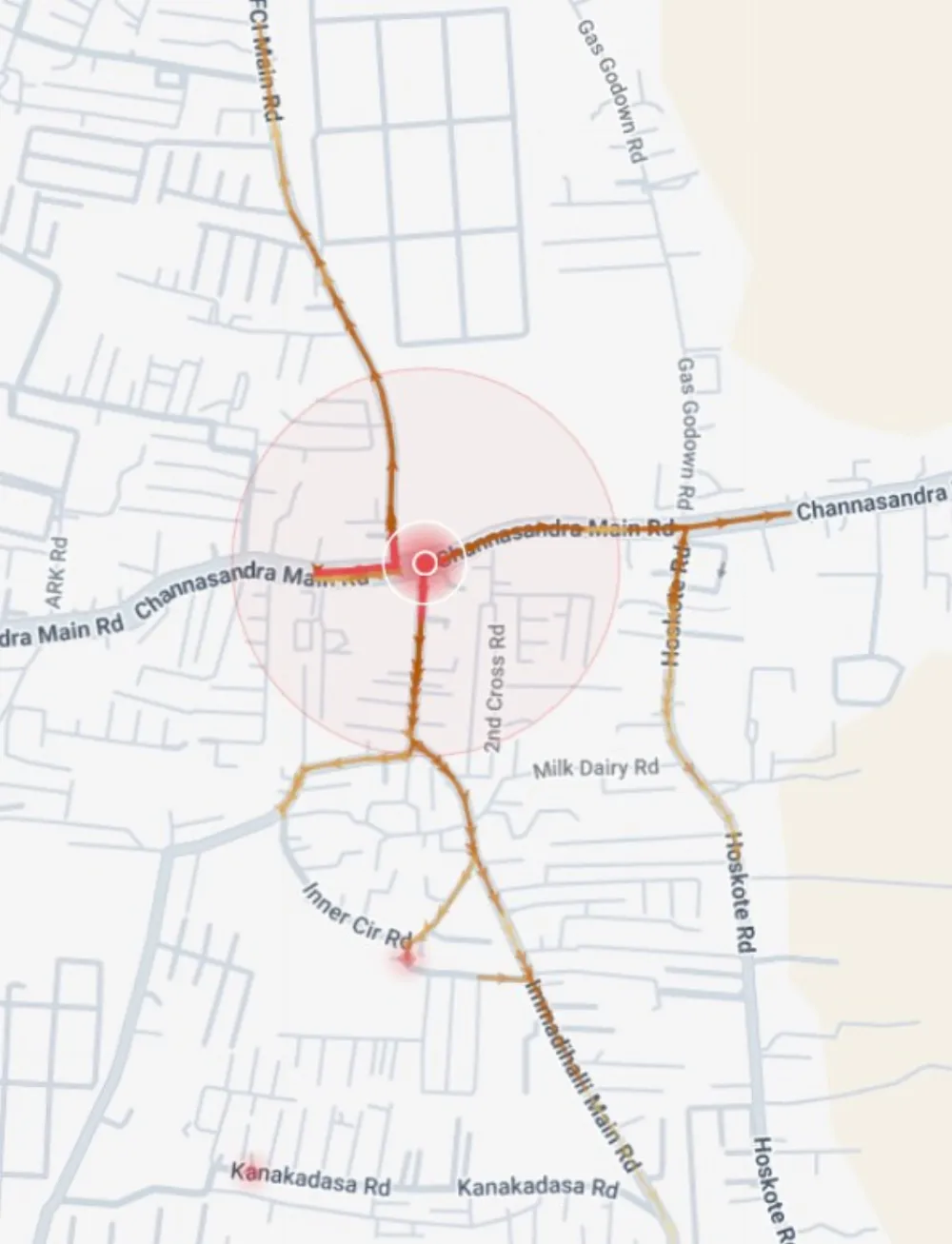 Location map of Channasandra Main Rd junction complex, Channasandra / Kadugodi